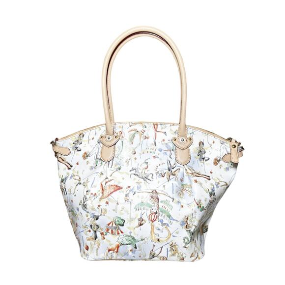 Piero Guidi Magic Circus Cherie Embossed Print Womens Large Tote Bag w/ Charm - Picture 4 of 8